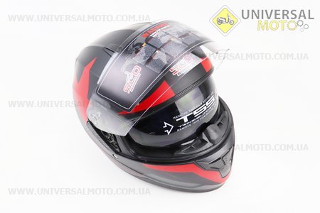 Шолом закритий (сертифікації DOT/ECE) + відкидні окуляри SCO-M67 S-чорний матовий з червоно-сірим малюнком. SCORPION (Шоломи / UM3601-V60)