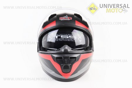 Шолом закритий (сертифікації DOT/ECE) + відкидні окуляри SCO-M67 S-чорний матовий з червоно-сірим малюнком. SCORPION (Шоломи / UM3601-V60)