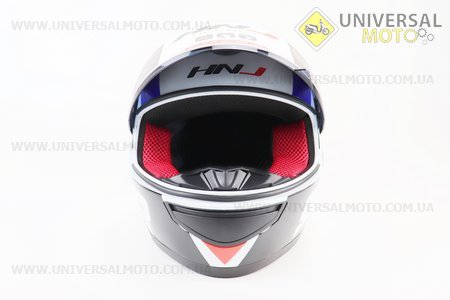 Шолом закритий (сертифікація DOT) HNJ-319 M-чорний глянець із біло-синьо-червоним малюнком. Китай (Шоломи / UM3601-V68)