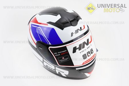 Шолом закритий (сертифікація DOT) HNJ-319 M-чорний глянець із біло-синьо-червоним малюнком. Китай (Шоломи / UM3601-V68)