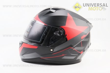 Шолом закритий (сертифікації DOT/ECE) + відкидні окуляри SCO-M67 M-чорний матовий з червоно-сірим малюнком. SCORPION (Шоломи / UM3601-V76)