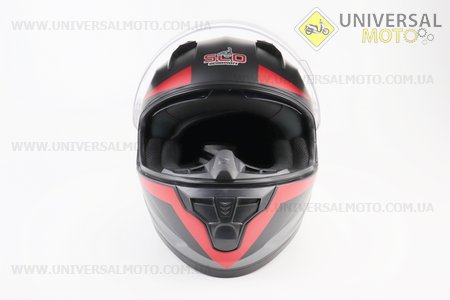 Шолом закритий (сертифікації DOT/ECE) + відкидні окуляри SCO-M67 M-чорний матовий з червоно-сірим малюнком. SCORPION (Шоломи / UM3601-V76)