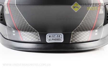 Шолом кросовий/ендуро/АТV зі склом BLD-819-7 М (57-58см), ЧОРНИЙ матовий з червоно-сірим малюнком. BLD (Шоломи / UM3601-V93)