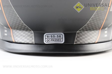 Шолом кросовий/ендуро/АТV зі склом BLD-819-7 S (55-56см), ЧОРНИЙ матовий з оранжево-сірим малюнком. BLD (Шоломи / UM3601-V94)