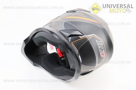 Шолом кросовий/ендуро/АТV зі склом BLD-819-7 М (57-58см), ЧОРНИЙ матовий з оранжево-сірим малюнком. BLD (Шоломи / UM3601-V95)