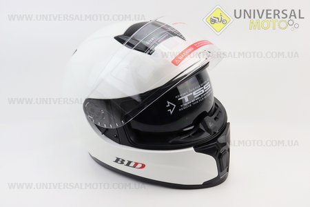 Шолом інтеграл, закритий (сертифікація DOT)+відкидні окуляри BLD-М66 S (55-56см), БІЛИЙ глянець. BLD (Шоломи / UM3602-V06)