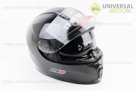 Шолом інтеграл, закритий (сертифікація DOT)+відкидні окуляри BLD-М66 S (55-56см), ЧОРНИЙ глянець. BLD (Шоломи / UM3602-V08)