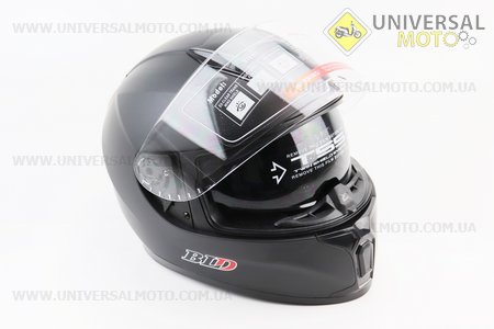 Шолом інтеграл, закритий (сертифікація DOT)+відкидні окуляри BLD-М66 S (55-56см), ЧОРНИЙ матовий. BLD (Шоломи / UM3602-V09)