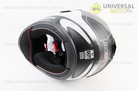 Шолом інтеграл, закритий (сертифікація DOT)+відкидні окуляри BLD-М66 S (55-56см), ЧОРНИЙ матовий з біло-сірим малюнком. BLD (Шоломи / UM3602-V10)