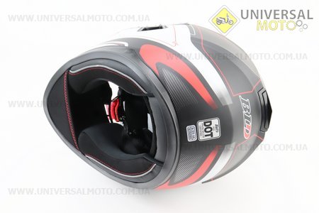 Шолом інтеграл, закритий (сертифікація DOT)+відкидні окуляри BLD-М66 S (55-56см), ЧОРНИЙ матовий з червоно-білим малюнком. BLD (Шоломи / UM3602-V11)