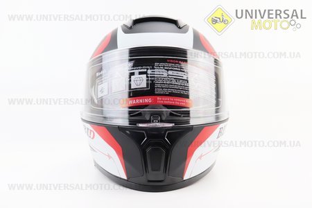 Шолом інтеграл, закритий (сертифікація DOT)+відкидні окуляри BLD-М66 S (55-56см), ЧОРНИЙ матовий з червоно-білим малюнком. BLD (Шоломи / UM3602-V11)