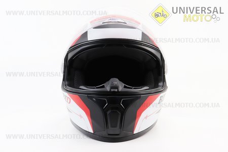 Шолом інтеграл, закритий (сертифікація DOT)+відкидні окуляри BLD-М66 S (55-56см), ЧОРНИЙ матовий з червоно-білим малюнком. BLD (Шоломи / UM3602-V11)