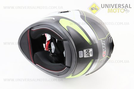 Шолом інтеграл, закритий (сертифікація DOT)+відкидні окуляри BLD-М66 S (55-56см), ЧОРНИЙ матовий з салатово-білим малюнком. BLD (Шоломи / UM3602-V12)