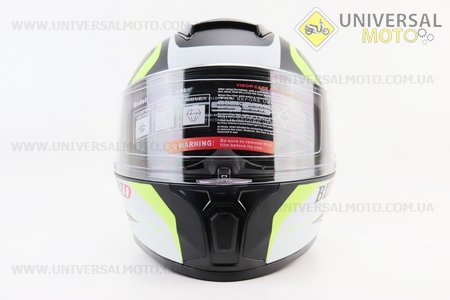 Шолом інтеграл, закритий (сертифікація DOT)+відкидні окуляри BLD-М66 S (55-56см), ЧОРНИЙ матовий з салатово-білим малюнком. BLD (Шоломи / UM3602-V12)