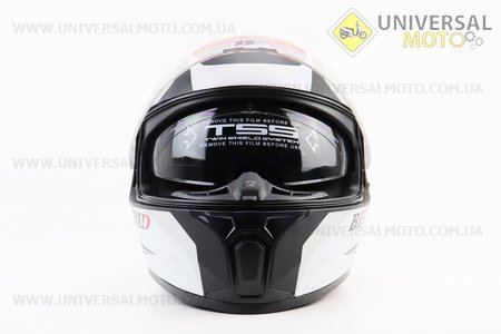 Шолом інтеграл, закритий (сертифікація DOT)+відкидні окуляри BLD-М66 М (57-58см), ЧОРНИЙ матовий з біло-сірим малюнком. BLD (Шоломи / UM3602-V18)