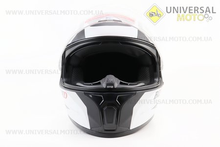 Шолом інтеграл, закритий (сертифікація DOT)+відкидні окуляри BLD-М66 М (57-58см), ЧОРНИЙ матовий з біло-сірим малюнком. BLD (Шоломи / UM3602-V18)