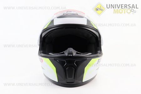 Шолом інтеграл, закритий (сертифікація DOT)+відкидні окуляри BLD-М66 М (57-58см), ЧОРНИЙ матовий з салатово-білим малюнком. BLD (Шоломи / UM3602-V20)