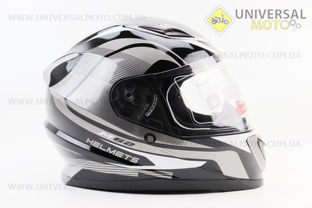 Шолом інтеграл, закритий BLD-M62 S (55-56см), ЧОРНИЙ глянець з біло-сірим малюнком. BLD (Шоломи / UM3602-V37)