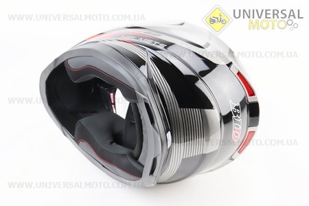 Шолом інтеграл, закритий BLD-M62 М (57-58см), ЧОРНИЙ глянець з червоно-сірим малюнком. BLD (Шоломи / UM3602-V40)