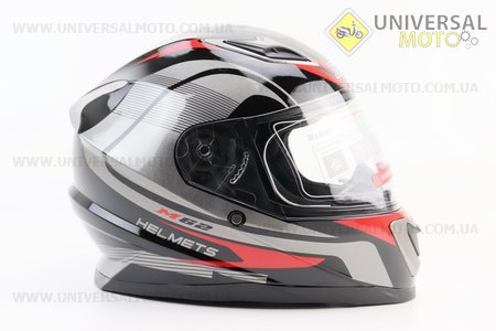 Шолом інтеграл, закритий BLD-M62 М (57-58см), ЧОРНИЙ глянець з червоно-сірим малюнком. BLD (Шоломи / UM3602-V40)