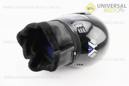 Шолом закритий HK-221 - чорний із синьо-сірим малюнком + комір (можливі подряпини, дефекти фарбування). HTK (Шоломи / UM3602-V43)