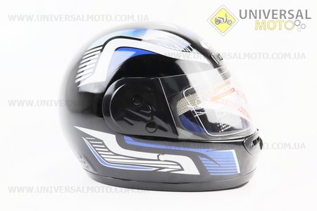 Шолом закритий HK-221 - чорний із синьо-сірим малюнком + комір (можливі подряпини, дефекти фарбування). HTK (Шоломи / UM3602-V43)