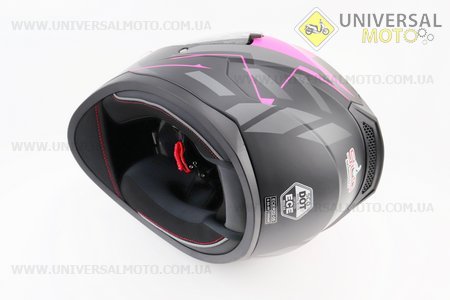 Шолом закритий (сертифікації DOT/ECE) + відкидні окуляри SCO-M67 S (55-56см), чорний матовий з рожево-сірим малюнком. SCORPION (Шоломи / UM3602-V44)