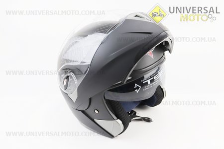 Шолом модуляр, закритий з відкидним підборіддям+відкидні окуляри BLD-158 М (57-58см), ЧОРНИЙ матовий. BLD (Шоломи / UM3602-V47)