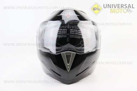 Шолом модуляр, закритий з відкидним підборіддям+відкидні окуляри BLD-158 S (55-56см), ЧОРНИЙ глянець. BLD (Шоломи / UM3602-V48)