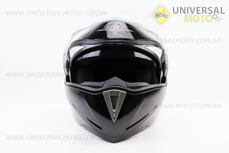 Шолом модуляр, закритий з відкидним підборіддям+відкидні окуляри BLD-158 S (55-56см), ЧОРНИЙ глянець. BLD (Шоломи / UM3602-V48)