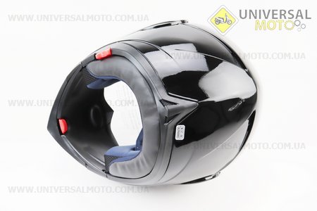 Шолом модуляр, закритий з відкидним підборіддям+відкидні окуляри BLD-158 М (57-58см), ЧОРНИЙ глянець. BLD (Шоломи / UM3602-V49)