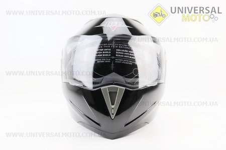 Шолом модуляр, закритий з відкидним підборіддям+відкидні окуляри BLD-158 М (57-58см), ЧОРНИЙ глянець. BLD (Шоломи / UM3602-V49)