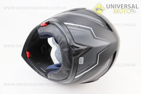 Шолом модуляр, закритий з відкидним підборіддям+відкидні окуляри BLD-158 S (55-56см), ЧОРНИЙ матовий з біло-сірим малюнком. BLD (Шоломи / UM3602-V50)