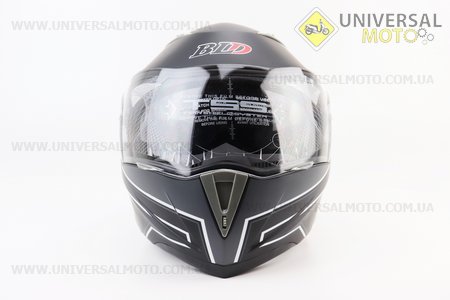 Шолом модуляр, закритий з відкидним підборіддям+відкидні окуляри BLD-158 S (55-56см), ЧОРНИЙ матовий з біло-сірим малюнком. BLD (Шоломи / UM3602-V50)