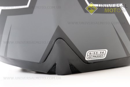 Шолом модуляр, закритий з відкидним підборіддям+відкидні окуляри BLD-158 S (55-56см), ЧОРНИЙ матовий з біло-сірим малюнком. BLD (Шоломи / UM3602-V50)