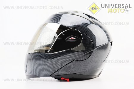 Шолом модуляр, закритий з відкидним підборіддям+відкидні окуляри BLD-158 S (55-56см), "КАРБОН" глянець. BLD (Шоломи / UM3602-V52)