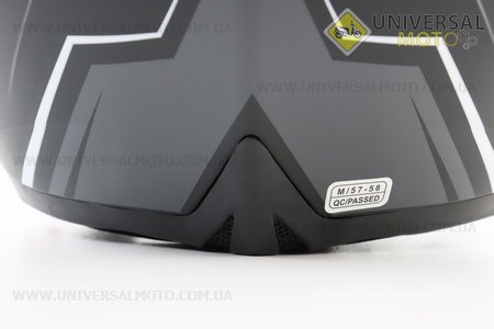 Шолом модуляр, закритий з відкидним підборіддям+відкидні окуляри BLD-158 М (57-58см), ЧОРНИЙ матовий з біло-сірим малюнком. BLD (Шоломи / UM3602-V54)