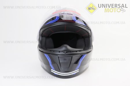 Шолом інтеграл, закритий BLD-M63 S (55-56см), ЧОРНИЙ глянець з синьо-біло-сірим малюнком. BLD (Шоломи / UM3602-V63)