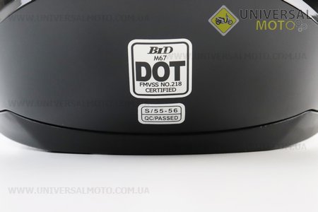 Шолом інтеграл, закритий (сертифікація DOT)+відкидні окуляри BLD-M67 S (55-56см), ЧОРНИЙ глянець. BLD (Шоломи / UM3602-V74)