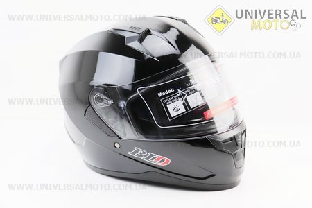 Шолом інтеграл, закритий (сертифікація DOT)+відкидні окуляри BLD-M67 S (55-56см), ЧОРНИЙ глянець. BLD (Шоломи / UM3602-V74)