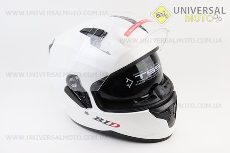 Шолом інтеграл, закритий (сертифікація DOT)+відкидні окуляри BLD-M67 М (57-58см), БІЛИЙ глянець. BLD (Шоломи / UM3602-V80)