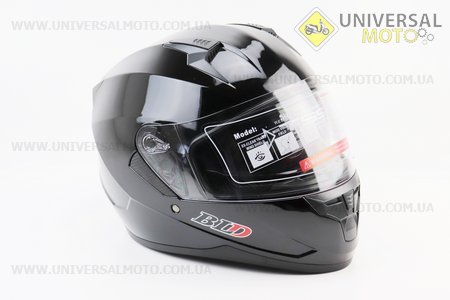 Шолом інтеграл, закритий (сертифікація DOT)+відкидні окуляри BLD-M67 М (57-58см), ЧОРНИЙ глянець. BLD (Шоломи / UM3602-V82)