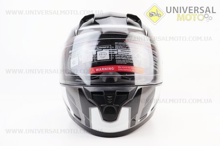 Шолом інтеграл, закритий (сертифікація DOT)+відкидні окуляри BLD-M67 М (57-58см), СІРИЙ глянець з біло-чорним малюнком. BLD (Шоломи / UM3602-V84)