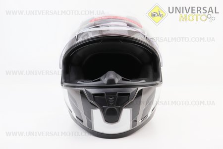 Шолом інтеграл, закритий (сертифікація DOT)+відкидні окуляри BLD-M67 М (57-58см), СІРИЙ глянець з біло-чорним малюнком. BLD (Шоломи / UM3602-V84)