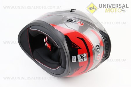 Шолом інтеграл, закритий (сертифікація DOT)+відкидні окуляри BLD-M67 М (57-58см), СІРИЙ глянець з червоно-чорним малюнком. BLD (Шоломи / UM3602-V85)