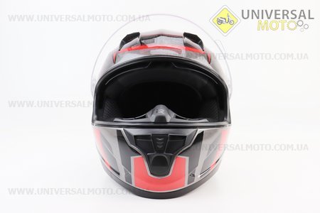 Шолом інтеграл, закритий (сертифікація DOT)+відкидні окуляри BLD-M67 М (57-58см), СІРИЙ глянець з червоно-чорним малюнком. BLD (Шоломи / UM3602-V85)
