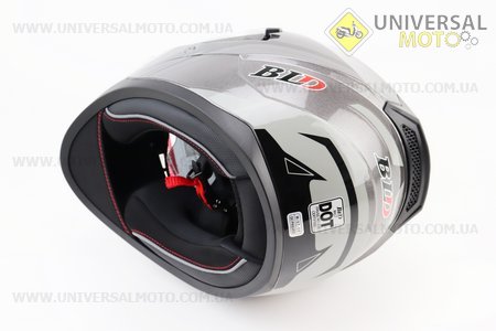 Шолом інтеграл, закритий (сертифікація DOT)+відкидні окуляри BLD-M67 М (57-58см), СІРИЙ глянець з сіро-чорним малюнком. BLD (Шоломи / UM3602-V86)