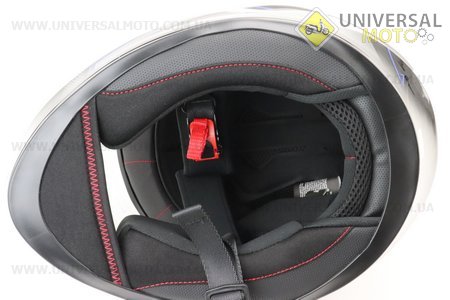 УЦІНКА Шолом інтеграл, закритий BLD-M63 М (57-58см), ЧОРНИЙ глянець з синьо-біло-сірим малюнком (подряпини, див. фото). BLD (Шоломи / UM3603-V03)