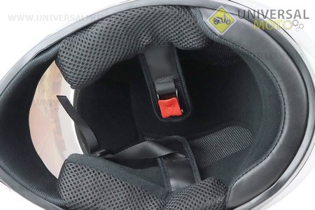 Шолом інтеграл, закритий HF-111 M, ЧОРНИЙ глянець з оранжево-синім малюнком Q249 (можливі потертості). FXW (Шоломи / UM3603-V10)