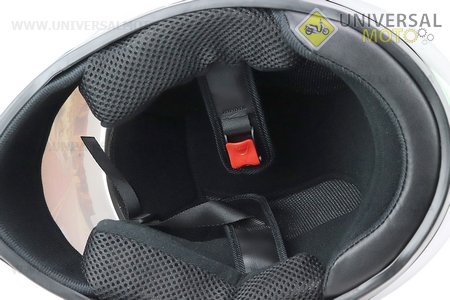 Шолом інтеграл, закритий HF-111 L, ЧОРНИЙ глянець з оранжево-синім малюнком Q249 (можливі потертості). FXW (Шоломи / UM3603-V11)